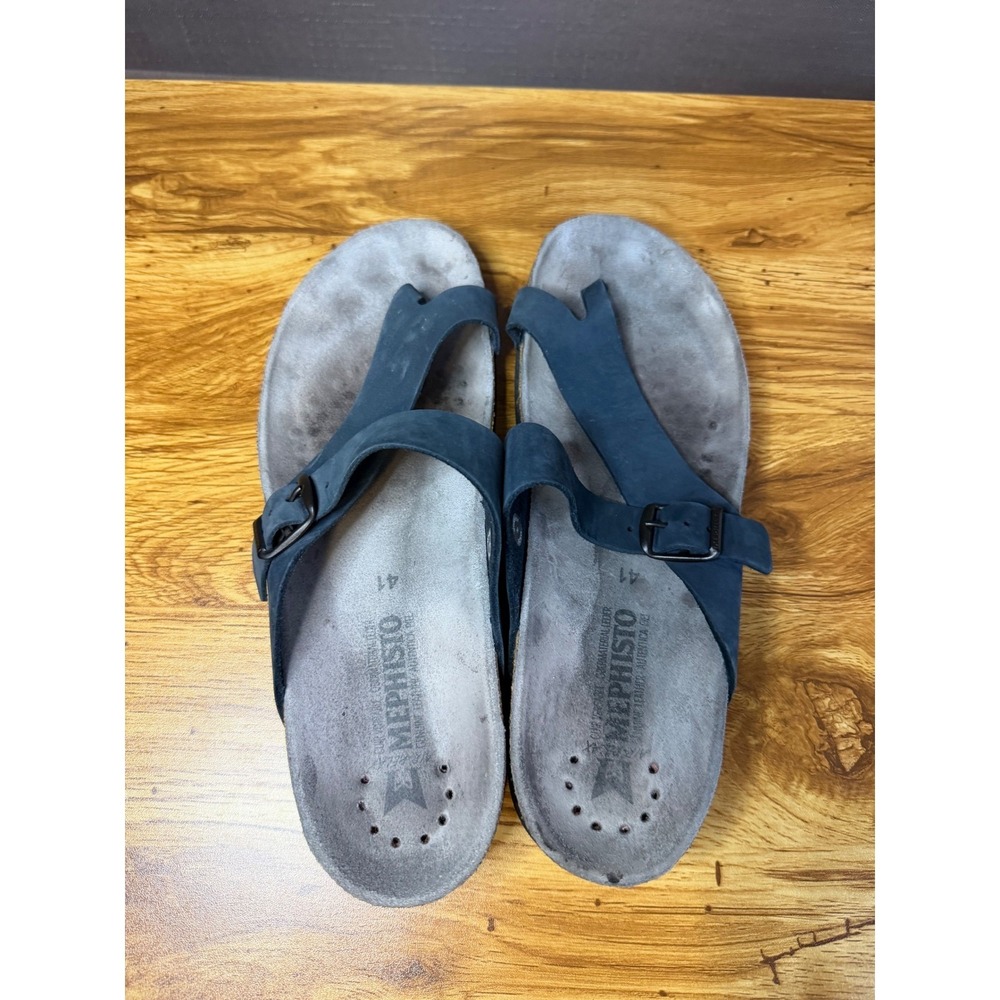 Mephisto Women's Helen Navy Blue Nubuck Leather Cork Footbed Sandals Size US 11 - Picture 2 of 10
